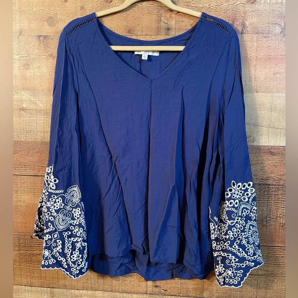 Fever Embroidered Flare Sleeve Blouse